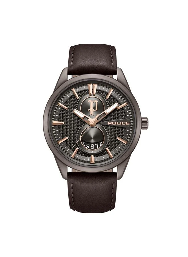 بوليس Styleshift Gunmetal Dial Genuine Leather Strap Analog Watch for Men, 43mm